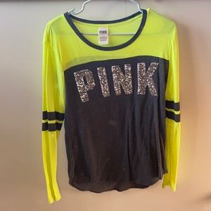 Long Sleeve Grey and Yellow Sequence Top